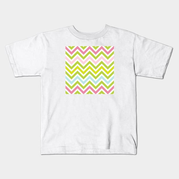 Pink & Green Stripes Kids T-Shirt by StripePatterns